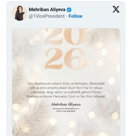 Mehriban Əliyeva Həmrəylik günü paylaşımı etdi